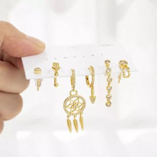 Set De 6 Aros Colgantes Argollas Piercing Moda Aritos Pack